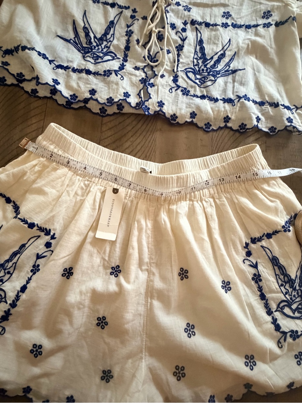 NWT Maeve Anthropologie Embroidered Bird Cotton Top Shorts Set Medium M - Picture 16 of 17